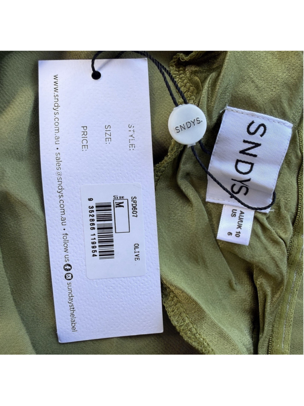 SNDYS x REVOLVE Angel Strapless Midi Dress in Olive Green 6/M NWT $94 - Picture 8 of 9